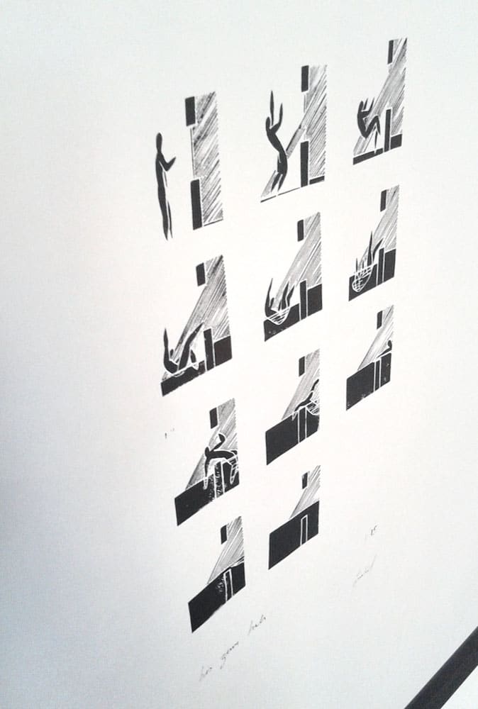 R15 Regen bis zum Hals 50 × 70 cm Linoldruck Auflage 15 2014